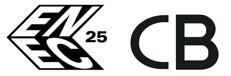 Visual illustration of ENEC and CB certification logos, representing international safety standards